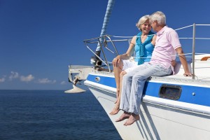 retired elderly couple on yacht